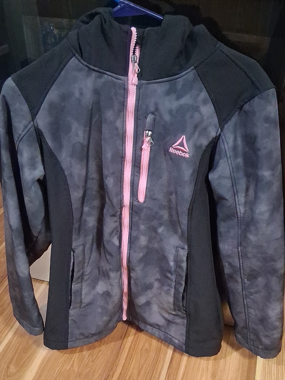 Reebok Girls Black & Pink Hooded Swim Rashguard Jacket